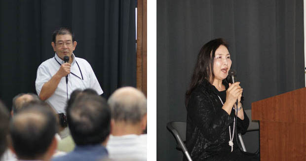 講演する熊谷会員（８月）　　　講演する小松香織会員（１０月）