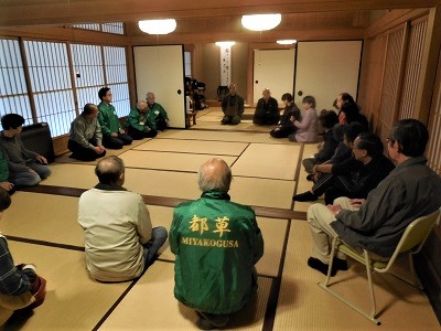 あいさつ及び掃除の要領等の説明（嶽盛鑑寺さま）