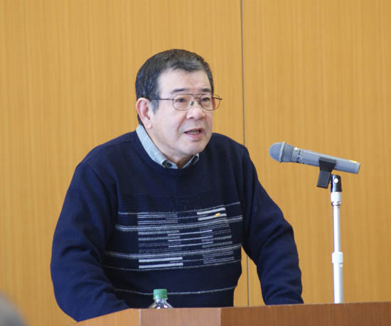 講演する熊谷喜輝副理事長(1月23日 右京区役所)