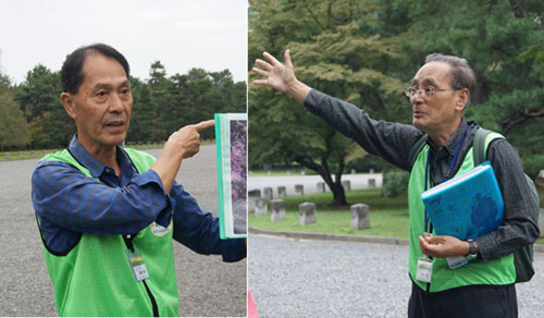 案内する須田清司会員(左)、田村光弘会員